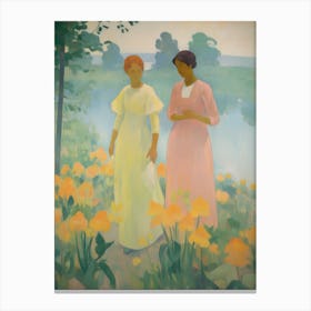 Two Women In Yellow Dresses Canvas Print