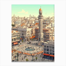 Takism Square Meydan Pixel Art 2 Canvas Print