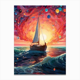 Sailboat At Sunset 6 Canvas Print