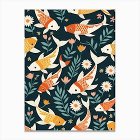 Floral Koi Fish Nursery Illustration (25) Canvas Print