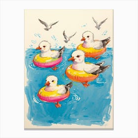 Seagulls In The Pool Canvas Print