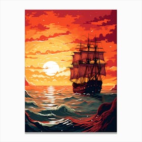 Sailing Ship At Sunset 1 Canvas Print