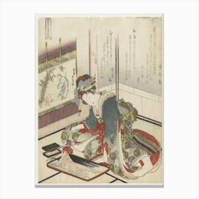 A Comparison Of Genroku Poems And Shells, Katsushika Hokusai 19 Canvas Print