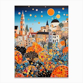Siracusa, Italy, Illustration In The Style Of Pop Art 3 Canvas Print