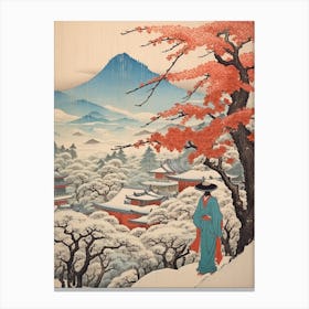 Mount Yoshino, Japan Vintage Travel Art 3 Canvas Print