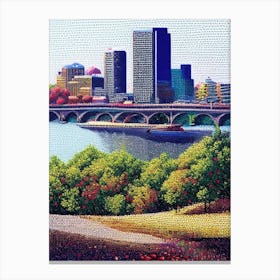 Little Rock, City Us  Pointillism Canvas Print