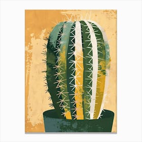Mammillaria Cactus Minimalist Abstract Illustration 1 Canvas Print