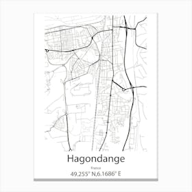 Hagondange,France Minimalist Map Canvas Print