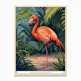 Greater Flamingo Galapagos Islands Ecuador Tropical Illustration 3 Poster Canvas Print