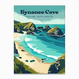 Kynance Cove England Island Travel Art Illustration Canvas Print