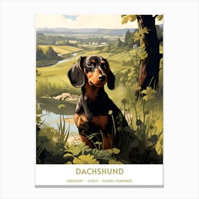 Dachshund (Dog Breed - Travel Poster Style} 1 Canvas Print