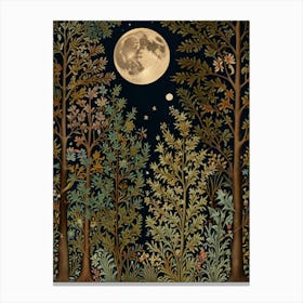 Moonlight In The Forest Style William Morris 1 Canvas Print