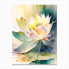 American Lotus Storybook Watercolour 2 Canvas Print