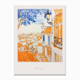 Faro Portugal Orange Drawing Poster Canvas Print