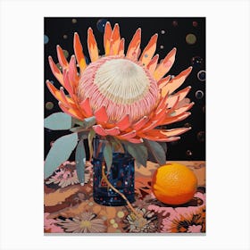 Surreal Florals Protea 3 Flower Painting Canvas Print