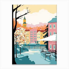Tampere, Finland, Flat Pastels Tones Illustration 3 Canvas Print