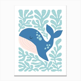 Nursery Abstract Cute Dolphin Blue Canvas Print