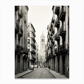 Barcelona, Spain, Mediterranean Black And White Photography Analogue 1 Canvas Print