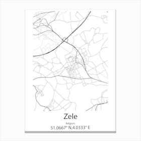 Zele,Belgium Minimalist Map Canvas Print