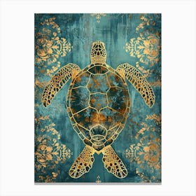 Ornamental Sea Turtle In The Ocean 2 Canvas Print