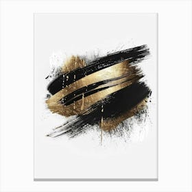 Gold And Black Brush Strokes 30 Canvas Print