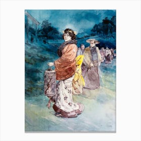 Procession Of Characters In Japanese Costume, Henry Somm Canvas Print