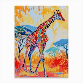 Geometric Watercolour Style Giraffe 3 Canvas Print