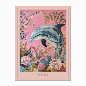 Floral Animal Painting Dolphin 1 Poster Canvas Print