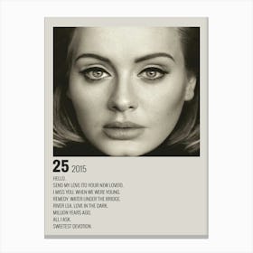 Na Adele 25 Posters Art Decor 2 Canvas Print