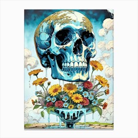Surrealist Floral Skull Painting (59) Canvas Print