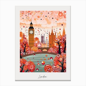 Poster Of London, Illustration In The Style Of Pop Art 3 Canvas Print