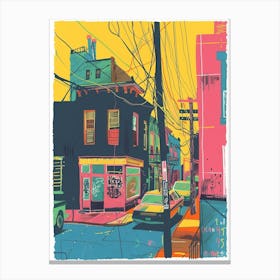 Bushwick New York Colourful Silkscreen Illustration 1 Canvas Print