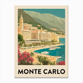 Monte Carlo Retro Travel Poster 1 Canvas Print