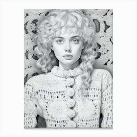 Crochet Jumper Black And White Canvas Print
