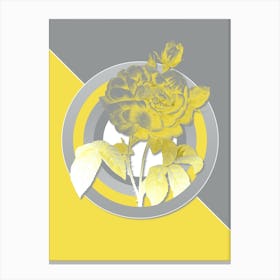 Vintage Gallic Rose Botanical Geometric Art in Yellow and Gray n.239 Canvas Print
