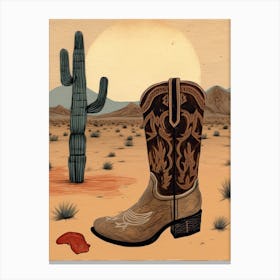 A Cowboy Boot In The Desert 2 Canvas Print
