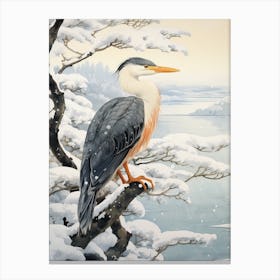 Winter Bird Painting Cormorant 3 Canvas Print