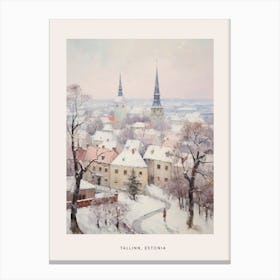 Dreamy Winter Painting Poster Tallinn Estonia 3 Canvas Print