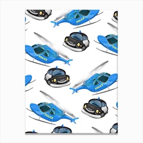 Police Helicopters Pattern Canvas Print