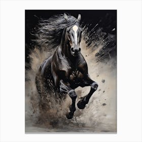 A Horse Painting In The Style Of Pouring Technique 3 Canvas Print