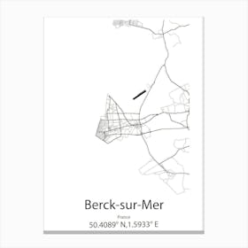 Berck Sur Mer,France Minimalist Map Canvas Print