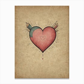 Heart With Pencils Canvas Print