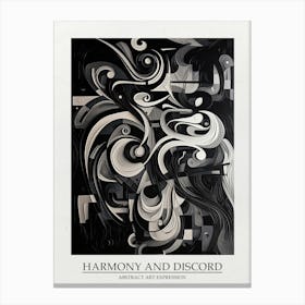 Harmony And Discord Abstract Black And White 5 Poster Canvas Print