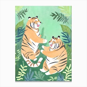 Cute Chubby Playing Tigers 2 Canvas Print