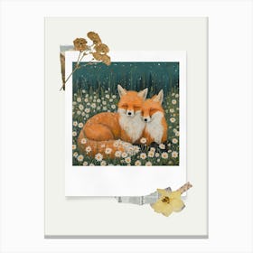 Scrapbook Foxes Fairycore Painting 3 Canvas Print