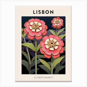 Lisbon Portugal Botanical Flower Market Poster Canvas Print