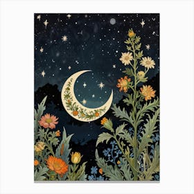 Moon And Flowers Style William Morris 34 Canvas Print