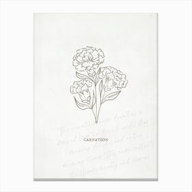 Carnation Birth Flower | Antique Canvas Print