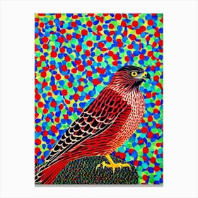 Red Tailed Hawk Yayoi Kusama Style Illustration Bird Canvas Print