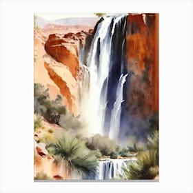 Ouzoud Falls, Morocco Water Colour  (2) Canvas Print